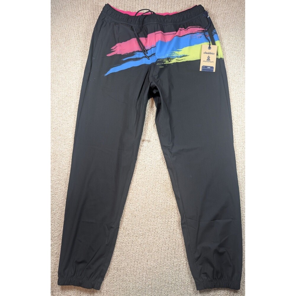 Chubbies The Living Colors Ultimate Sport Jogger Pants Black L NWT